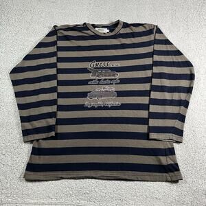 VTG Guess Shirt Mens S Stripe Long Sleeve Made USA Car Graphic Hip Hop